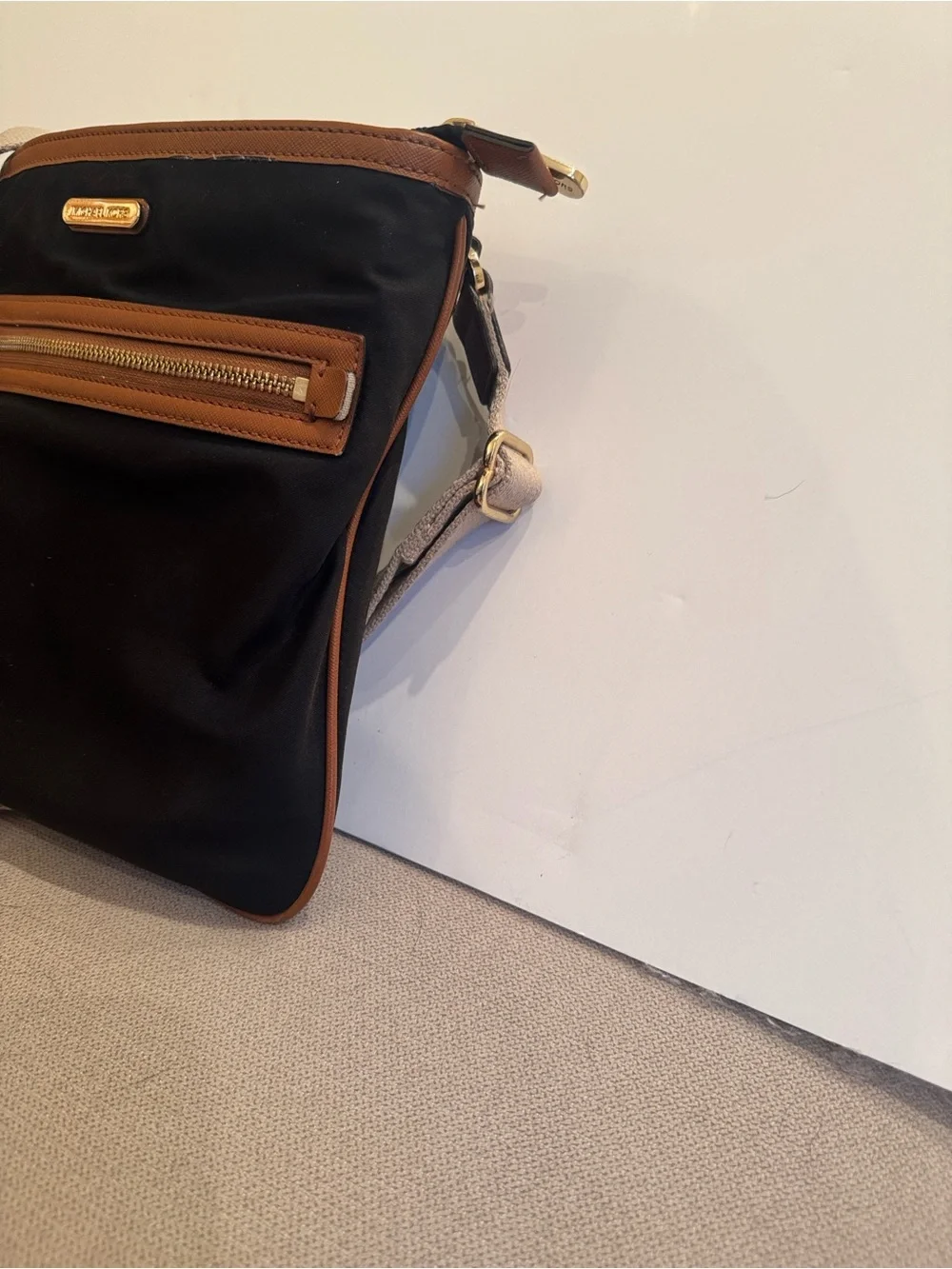 Michael Kors Black Crossbody with Brown Leather Trim and Gold Hardware - Picture 6 of 8